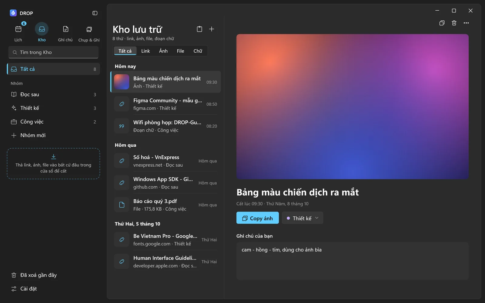 Kho lưu trữ link, chữ, ảnh, file